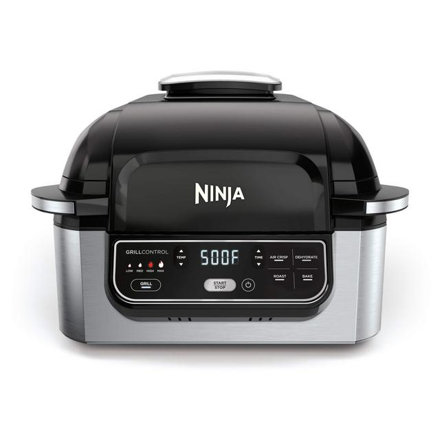 Ninja Foodi 5-in-1 4-qt. Air Fryer, Roast, Bake, Dehydrate Indoor Electric Grill (AG301), 10 x 10, Black and Silver