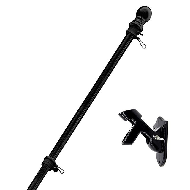 MIYA Flag Pole - 6FT Flagpole Kit for American Flag - Professional Metal Flag Pole for House Garden Yard - Residential or Commercial Flag Pole with Two-Position Bracket Black