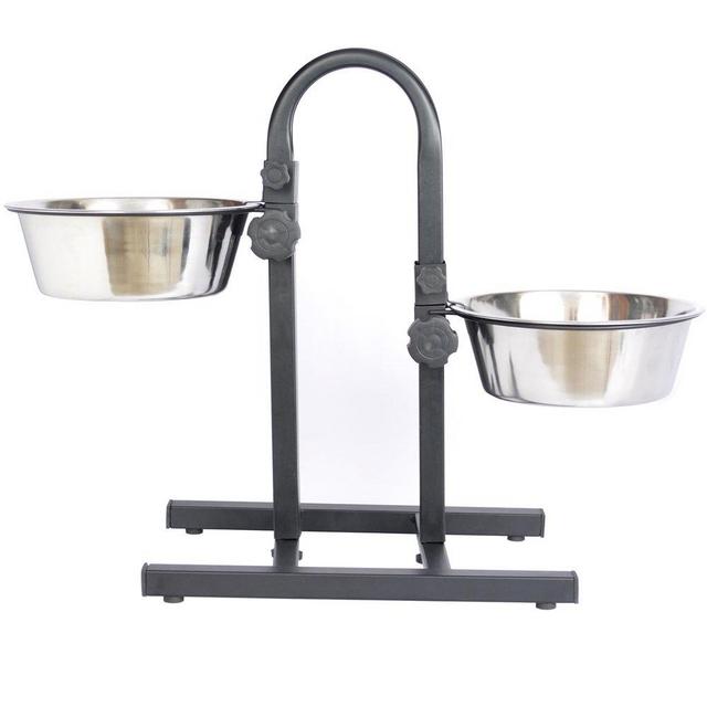Iconic Pet 8-Cup Adjustable Stainless Steel U-Design Pet Double Diner, 64-Ounce