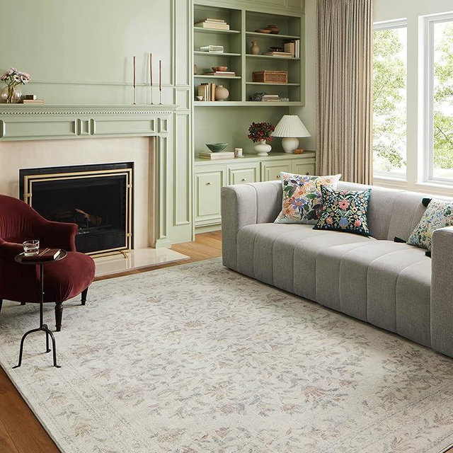 Loloi Rifle Paper Co. Courtyard Collection COU-01 Yellow/Multi 7'-6" x 9'-6" Area Rug feat. CloudPile