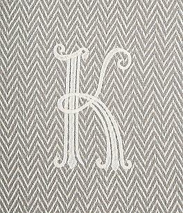 Mud Pie Initial-Embroidered Herringbone Throw (Color: K)