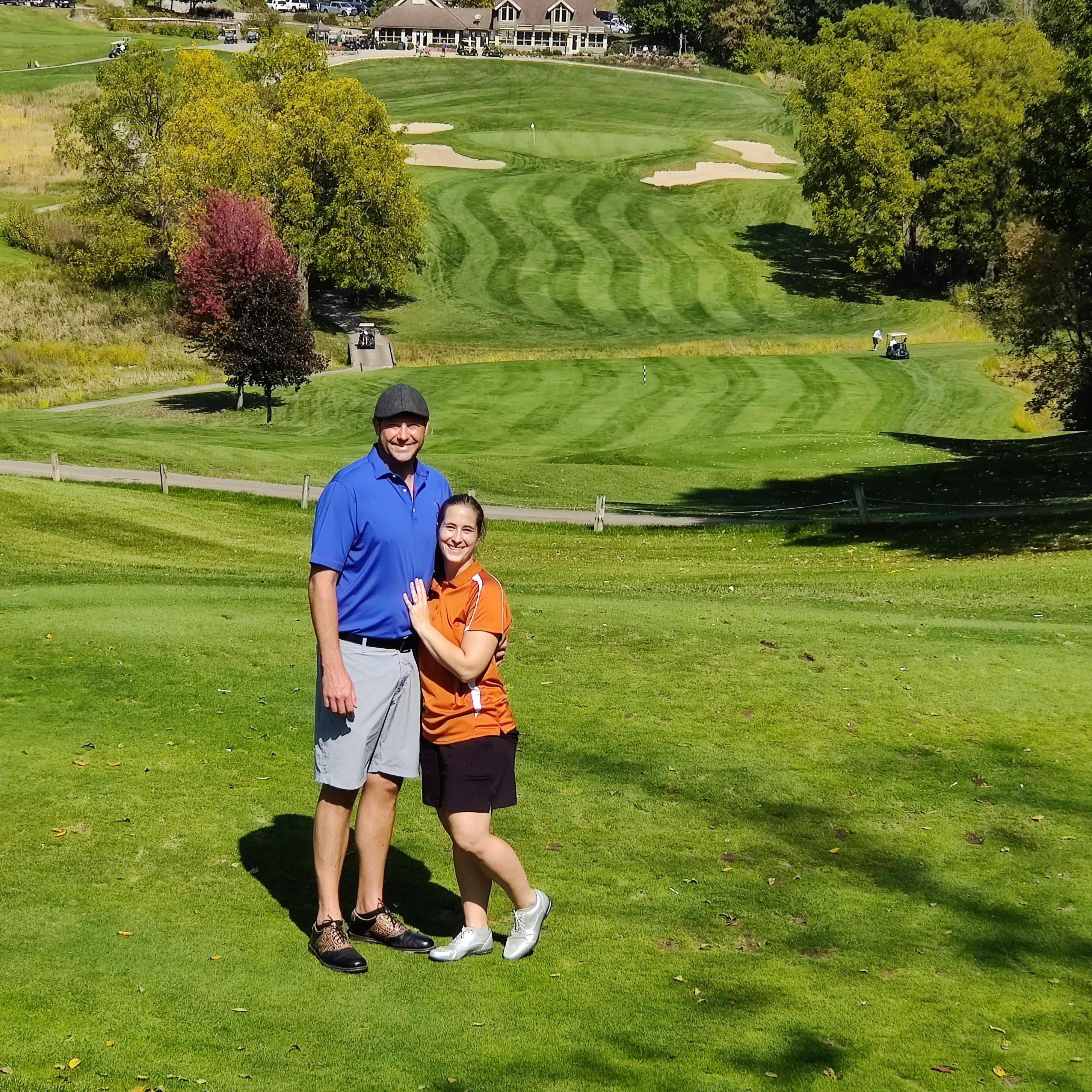 We both enjoy golfing and this one is from the 18th hole in Galena, IL on a family trip.