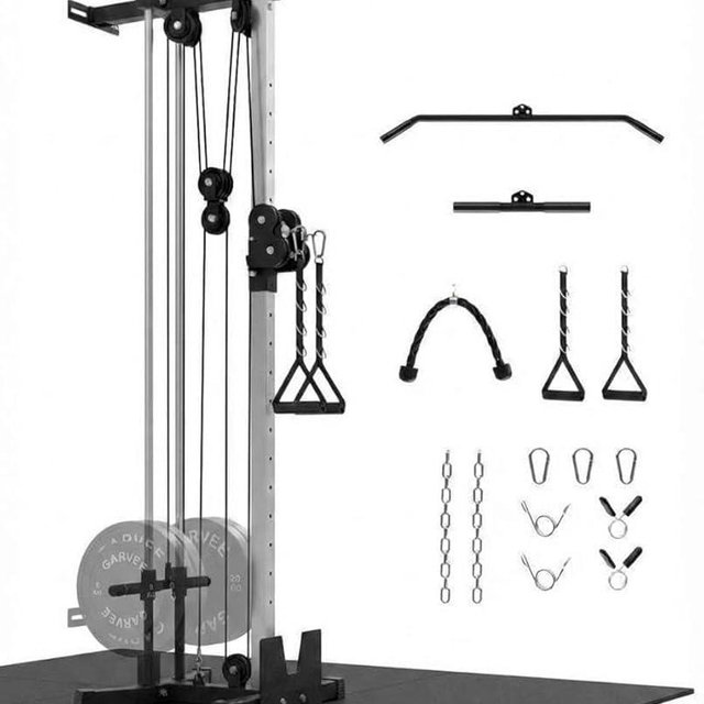 Wall Mounted Cable Machine for Home Gym, 19-Position High & Low Cable Machine with Dual Pulley System,LAT Pulldown, 400Lb Capacity, Space Saving Strength Training Equipment for Garage & Home