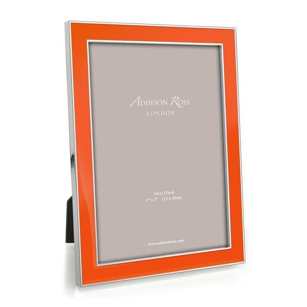 Orange Enamel and Silver Frame