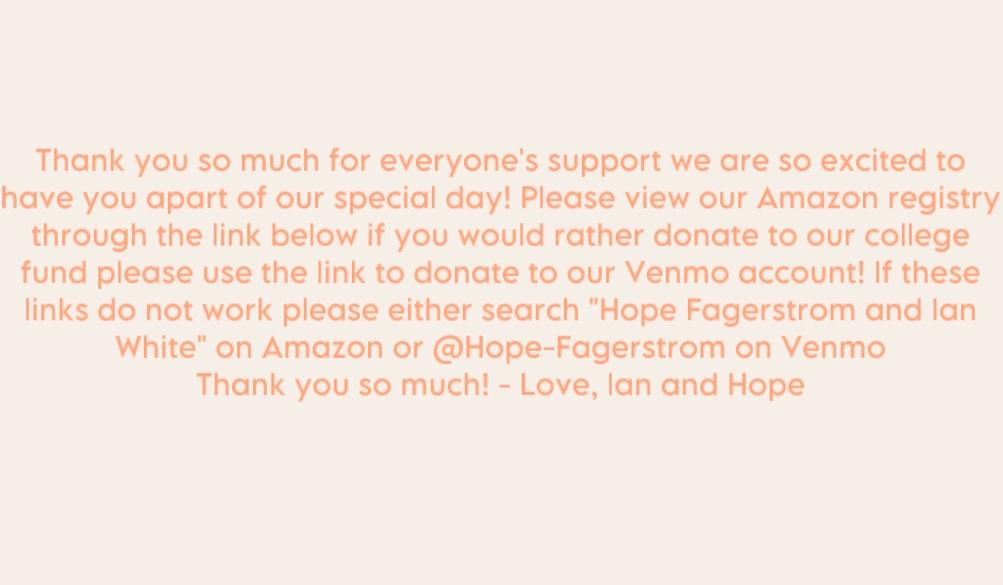 The Wedding Website of Hope Fagerstrom and Ian White