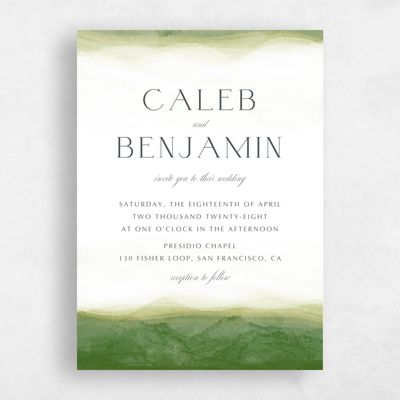 Olive, Green Wedding Invitation - Dew Portrait