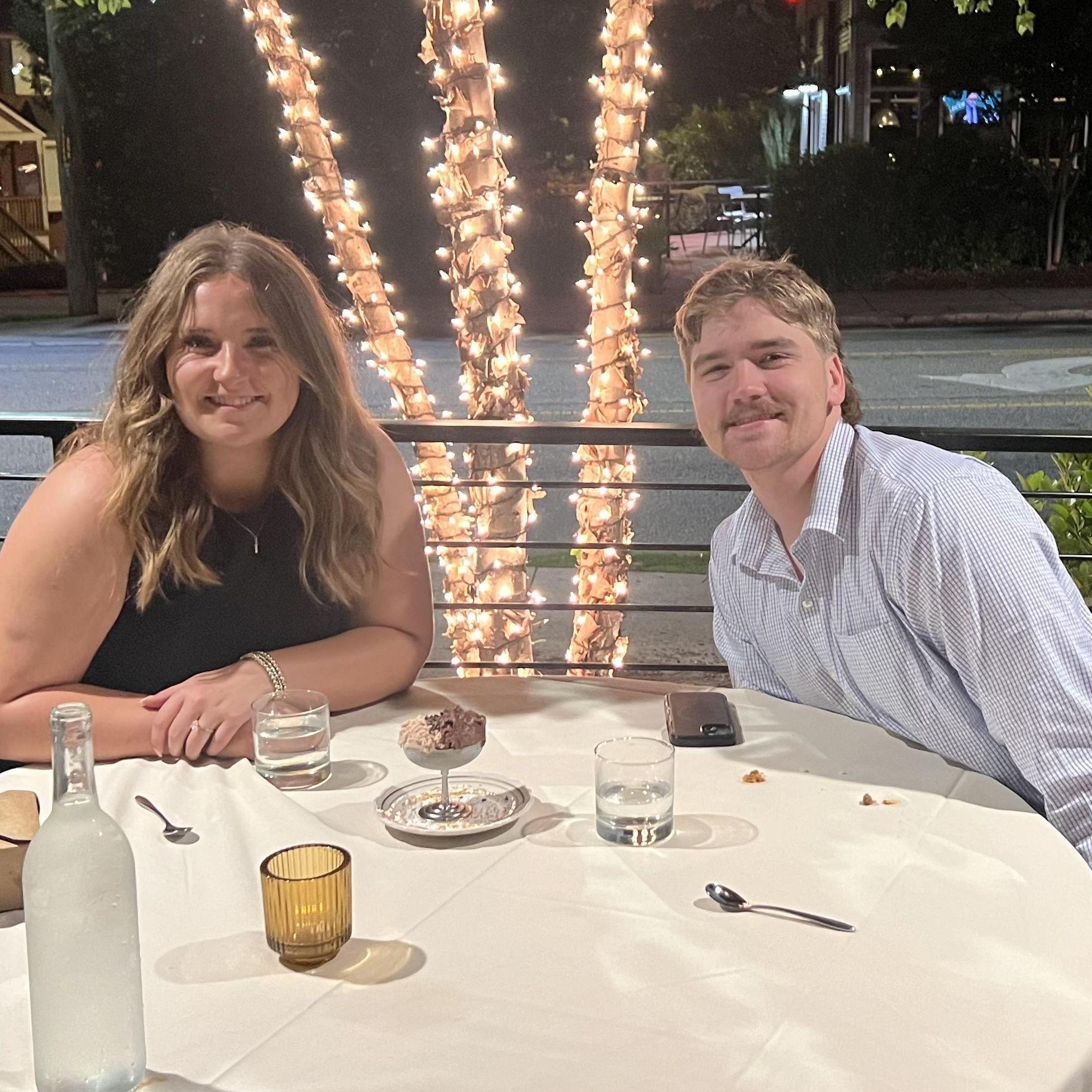 This was our first dinner out just the two of us to celebrate graduation and engagement!