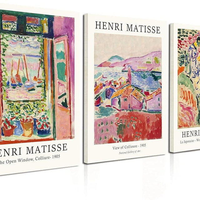 Induslyfe Framed Retro Vintage Wall Art Canvas Decor Set of 3, Matisse Wall Art Prints Poster Mid Century Modern Art, Sage Green Aesthetic Floral Botanical wall art, bedroom living room bathroom 12x16
