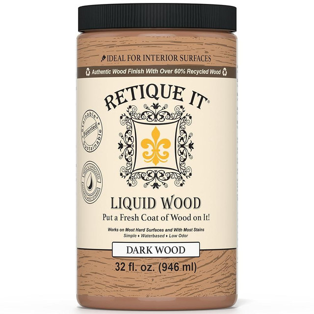 Retique It New and Improved Formula Liquid Wood Coatings - Stainable Primer - Paint It Then Stain it (Dark Wood, Large)