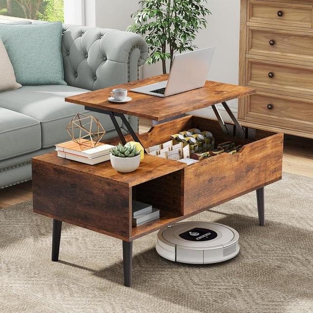 Coffee Table, Lift Top Coffee Tables for Living Room, Small Modern Wooden Center Tables with Storage Shelf and Hidden Compartment