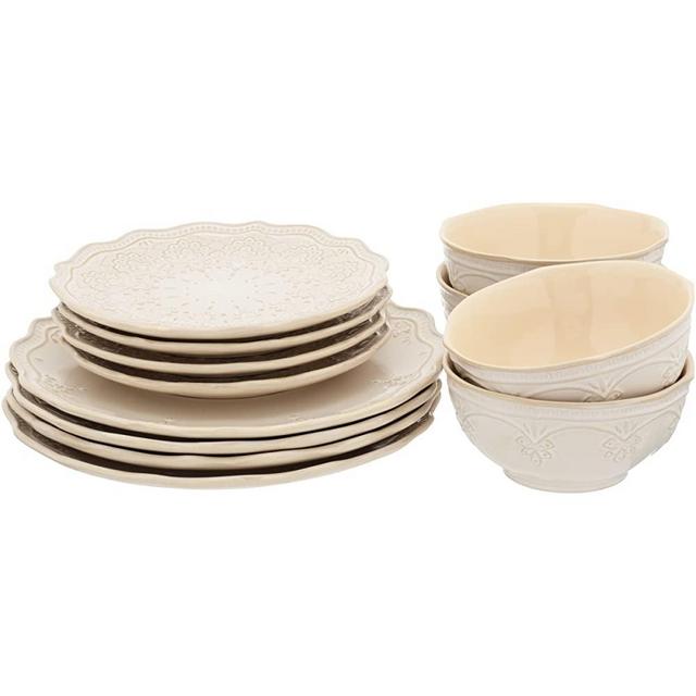 The Pioneer Woman Farmhouse Lace (12-Piece Dinnerware Set)