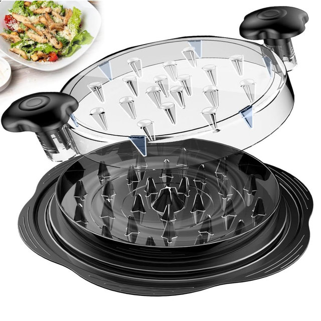 Chicken Shredder Large Chicken Breast Shredder Tool Twist with Brush&Fork, Visible Meat Shredder Machine, Strong Anti-Slip Strip, Ergonomic Handle, BPA Free, Suitable for Pork Beef Chicken