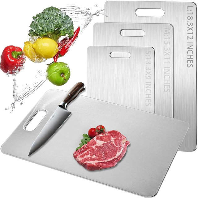 Titanium Cutting Board 2025 New Upgrade 100% Pure Titanium Cutting Boards for Kitchen - Double-Sided Food-Grade Chopping Board Non-Stick Durable and easy to clean (18 x 12 in)