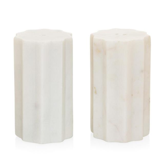 White Marble Facet Salt & Pepper, Set of 2