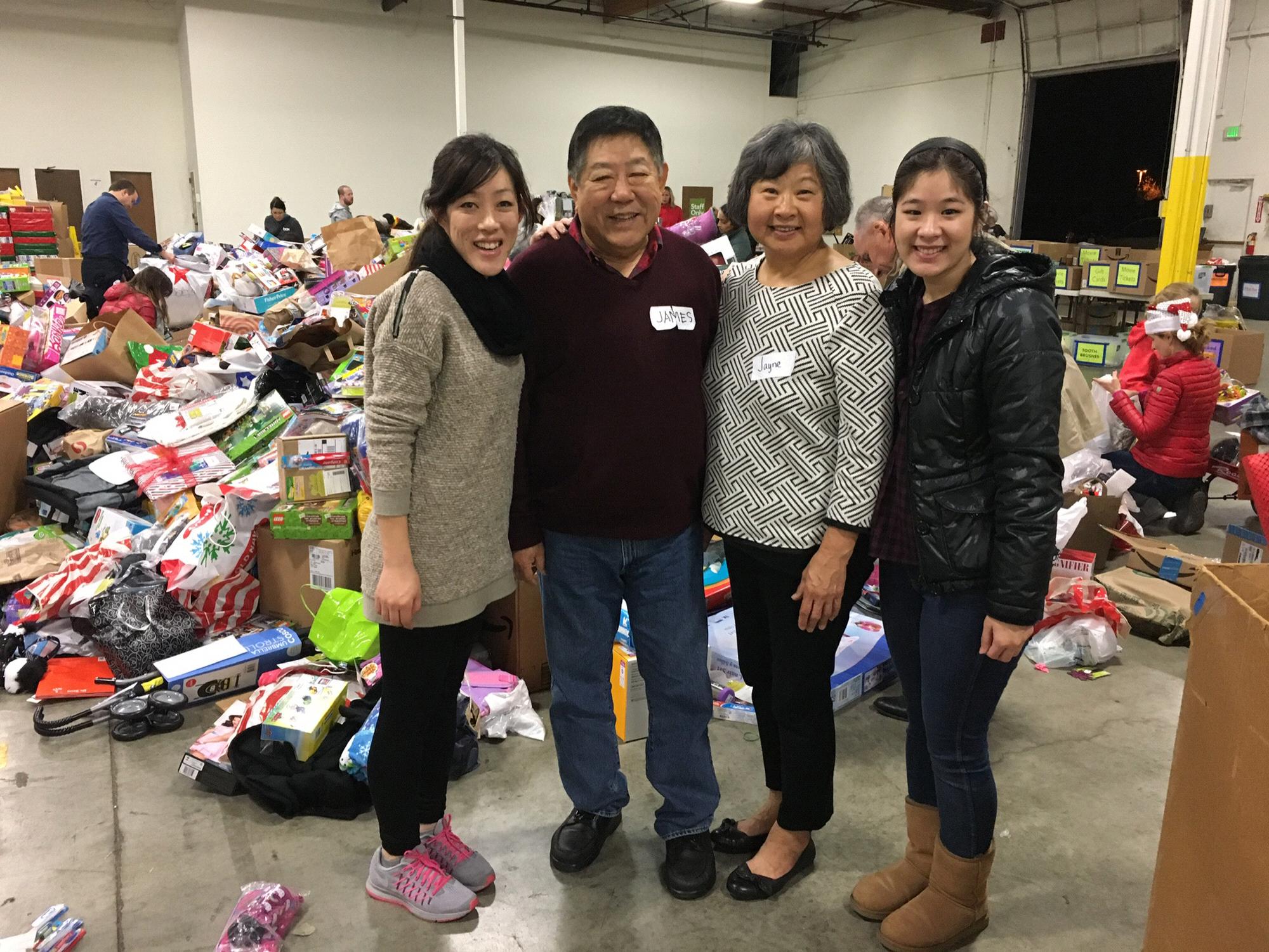 Annual family giving tree tradition with the family