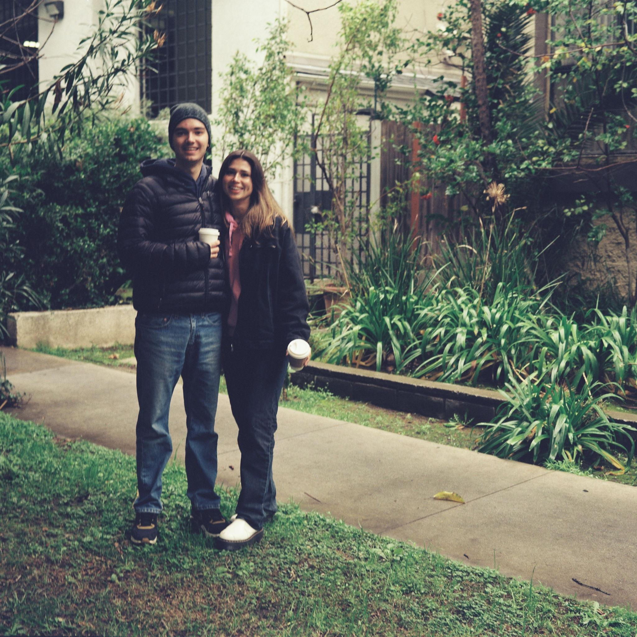 Us on our street in our favorite neighborhood (Eagle Rock) walking back from coffee! The dream Saturday morning!