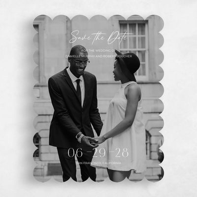 White Scalloped Wedding Save the Date - Pinellas Photo