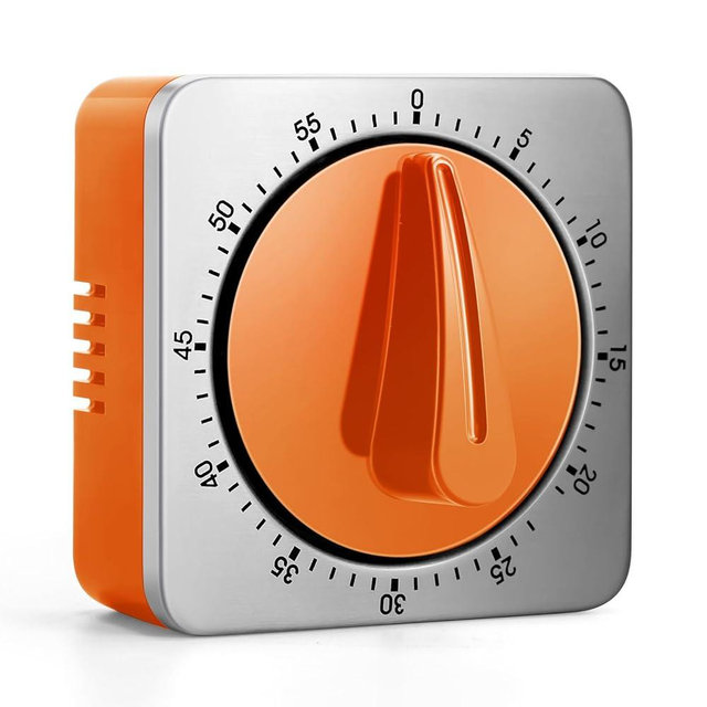 Orange Kitchen Timers for Cooking, Chef Cooking Timer Clock with Loud Alarm,100% Mechanical Desk Timer - No Batteries Required - Magnetic Backing, Exquisite Stainless Steel Body - Countdown Reminder