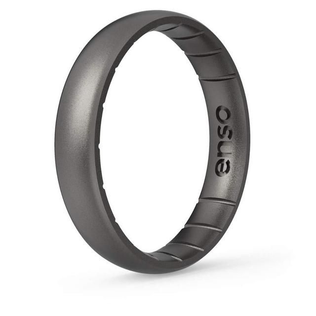 Enso Rings Thin Elements Silicone Ring Infused with Precious Elements – Stackable Wedding Engagement Band – 4.3mm Wide, 1.75mm Thick