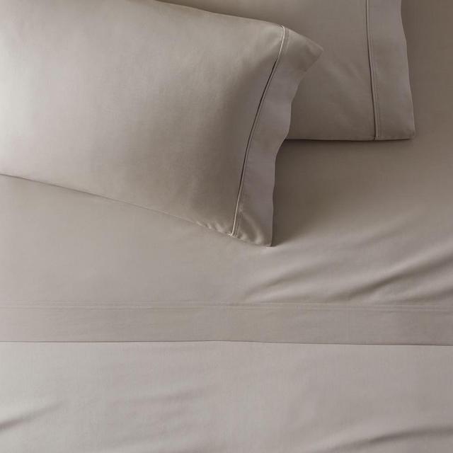 400TC Organic Sateen Wide Hem Sheet Set, King, Pearl Gray