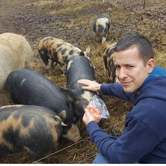 Elliot with his favorite animal at Blue Whistler Farms