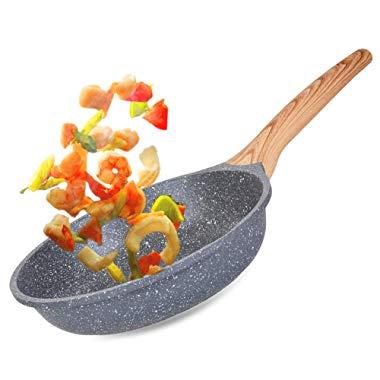 Caannasweis Nonstick Pan, Nonstick Stone Frying Pan, Best Nonstick Omelette Skillet with Soft Touch Handle, Induction Compatible (9.5 inch)