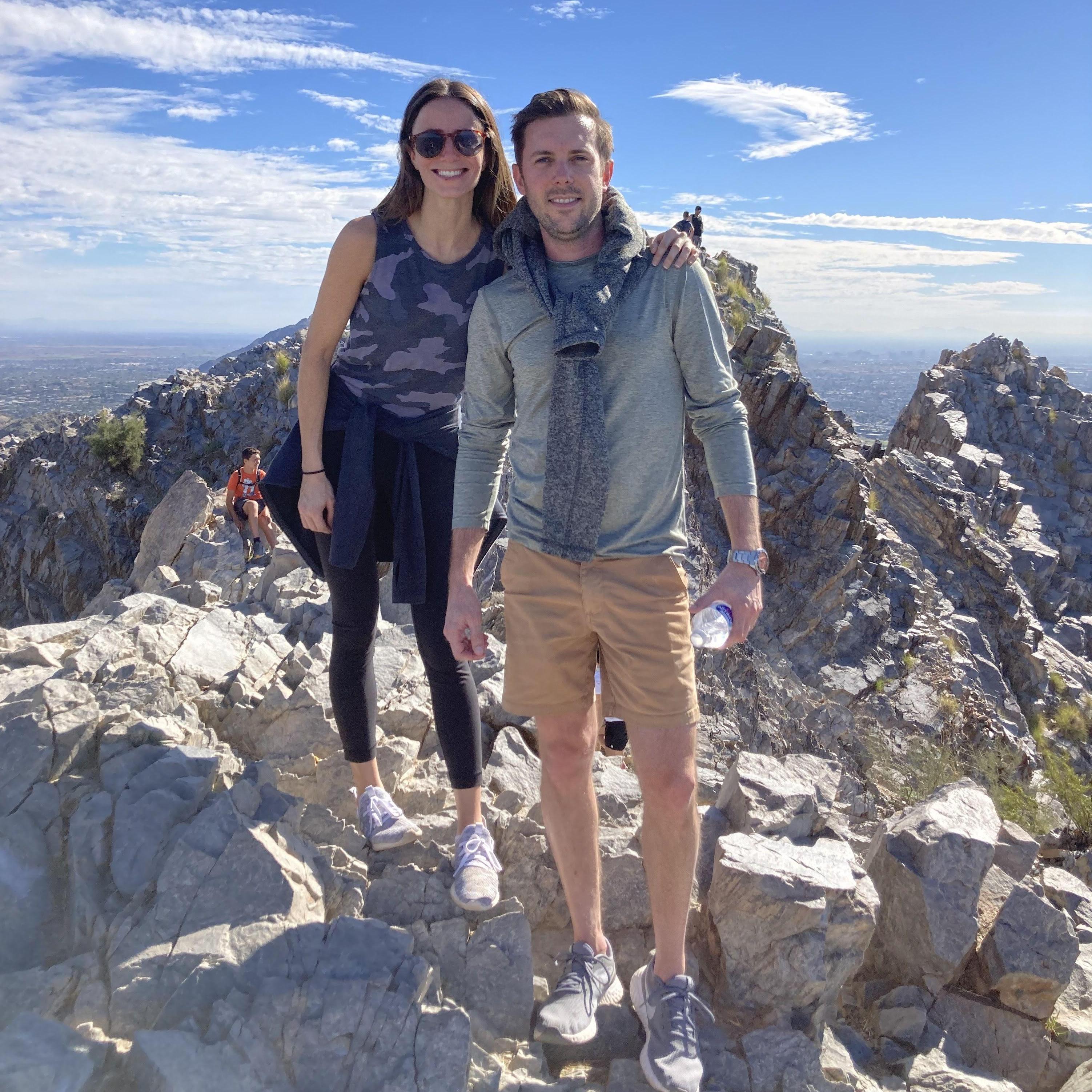 Rock scrambling to the top in Phoenix, Arizona.