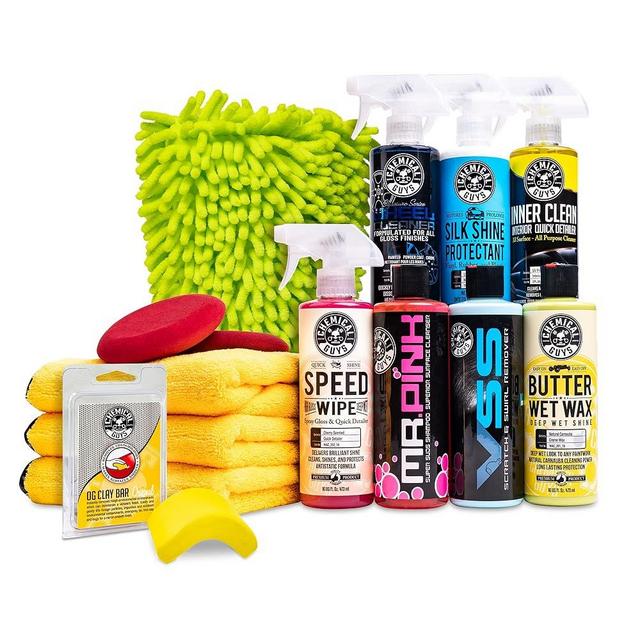 Chemical Guys HOL123 Car Cleaning Kit for Interior & Exterior, 14 Items Including (7) 16 oz Chemicals