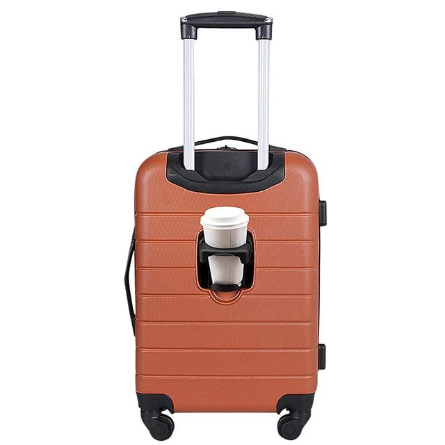 Wrangler El Dorado Hardside Luggage with USB Port/Cup Holder & Spinner Wheels, Burnt Orange, Carry-On 20-Inch