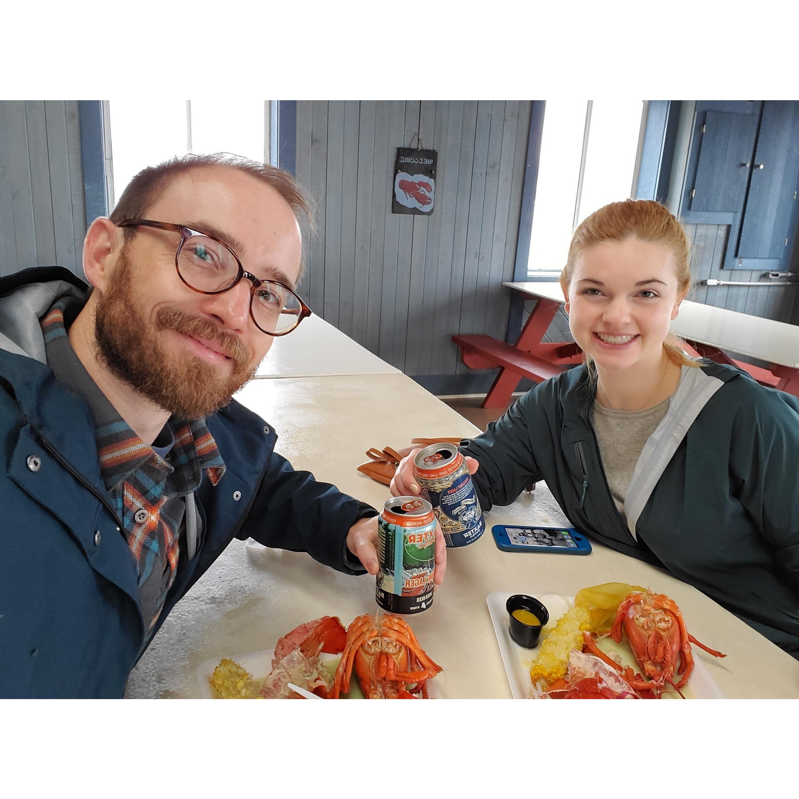 Ryans first time at a lobster pound while visiting Caroline's home state of Maine