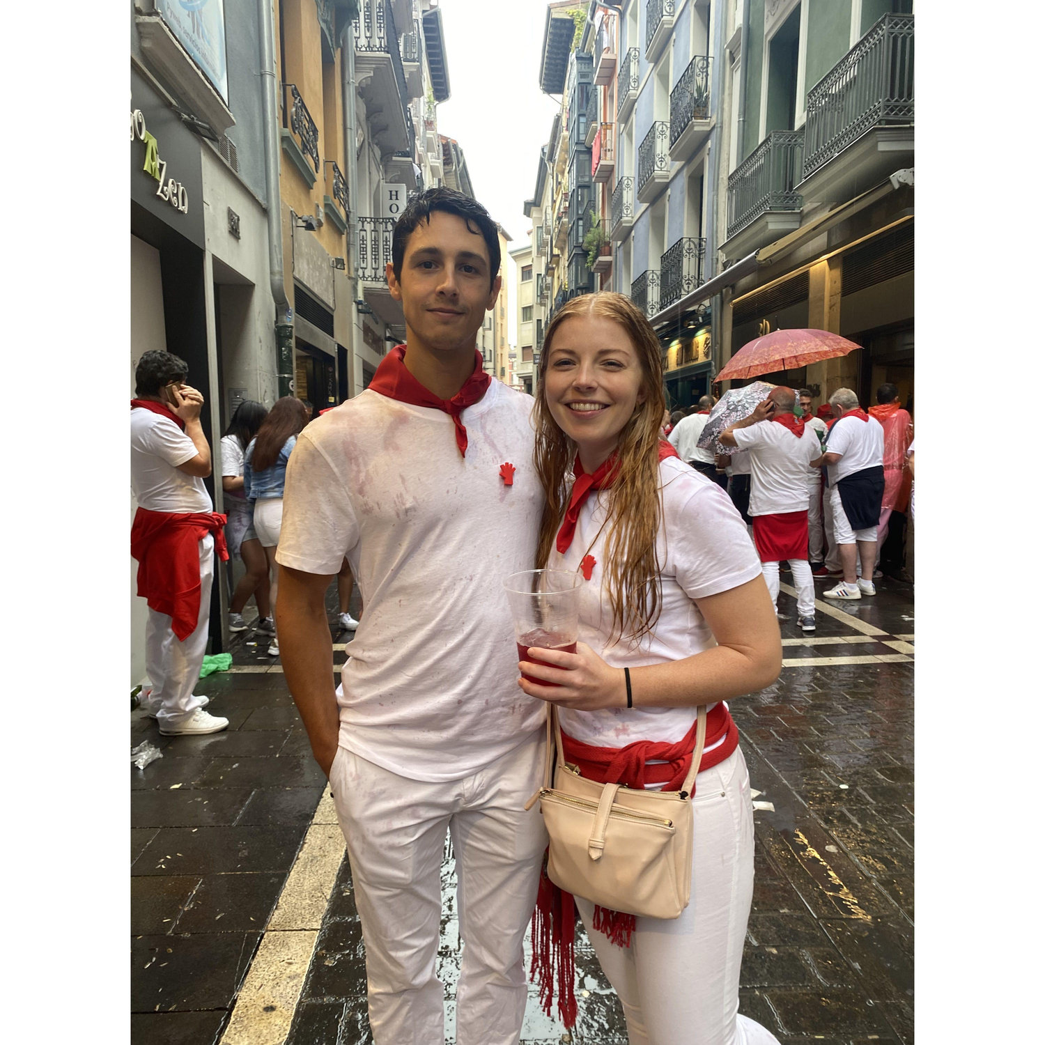 The annual running of the bulls, or Festival of San Fermín, in Pamplona, the city where we met. This was also the first Festival of San Fermín after covid. July 2022