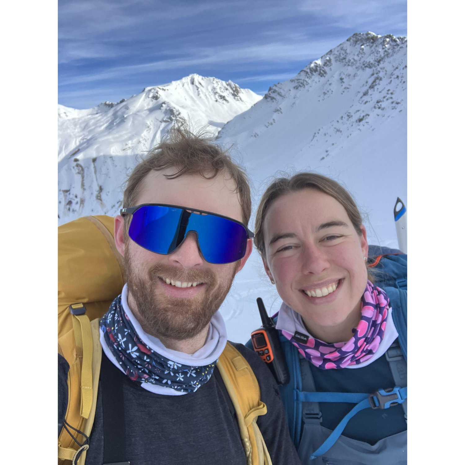 Skiing in the mountains in Switzerland.