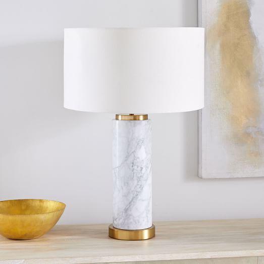 Pillar Table Lamp + USB - Marble