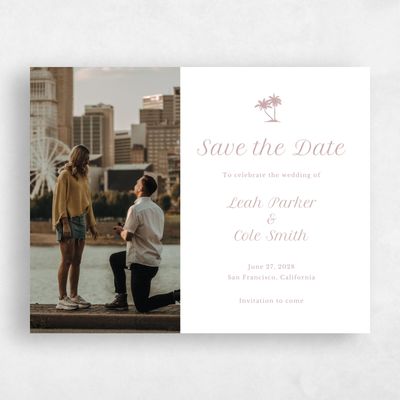 Grayed Mauve, Pink Wedding Save the Date - Mauritius Photo