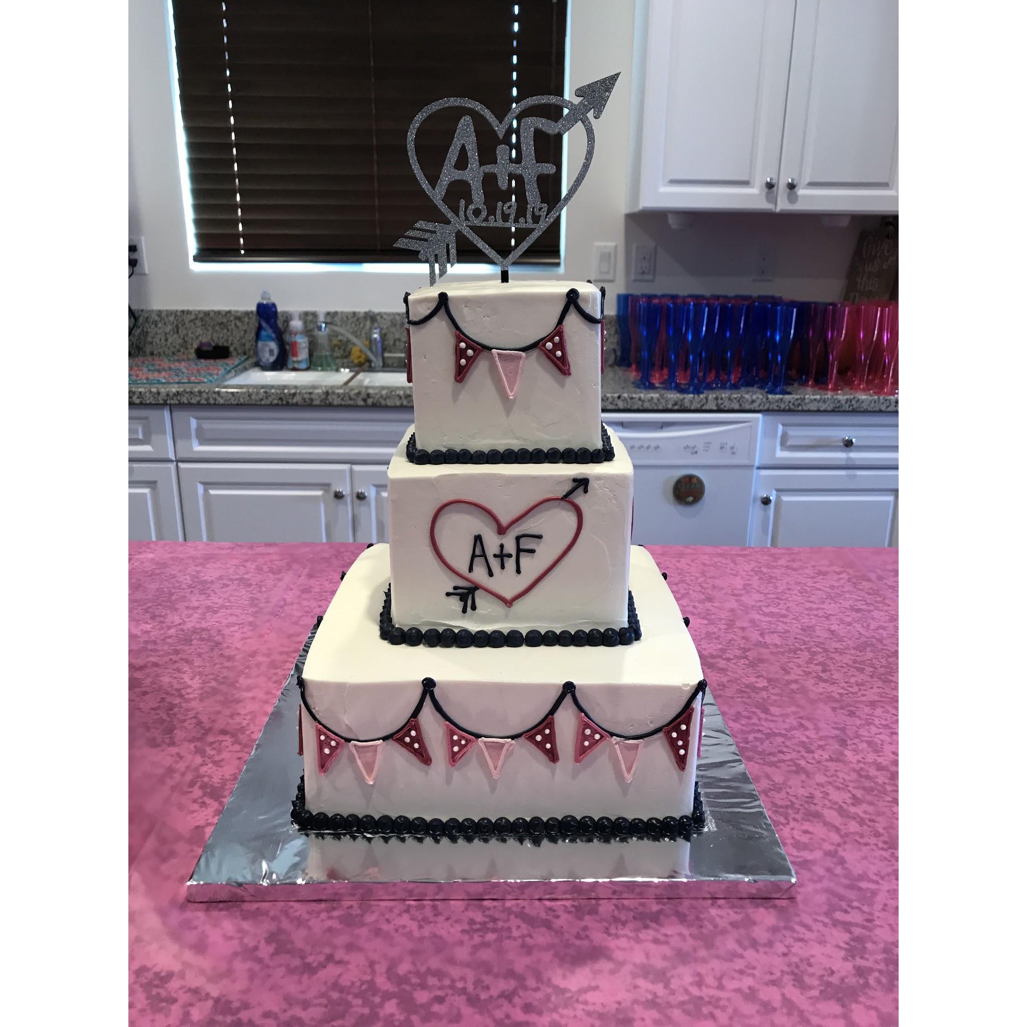 This cake is beautiful and tasted wonderful! Can’t wait to have it again at the wedding!