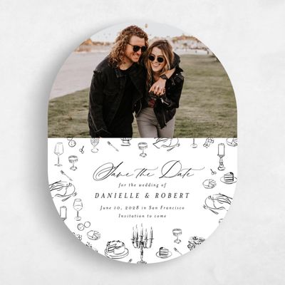 White Oval Wedding Save the Date - Elodie Photo