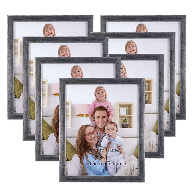 Giftgarden 8x10 Picture Frame Antique Silver 7 Pack, 8” by 10” Distressed Silver Photo Frames Rustic for Wall or Tabletop