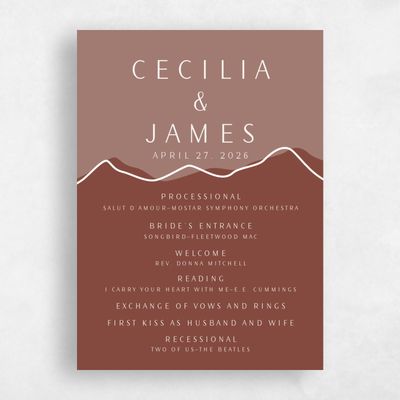 Chestnut, Brown Wedding Program - Cedarcrest