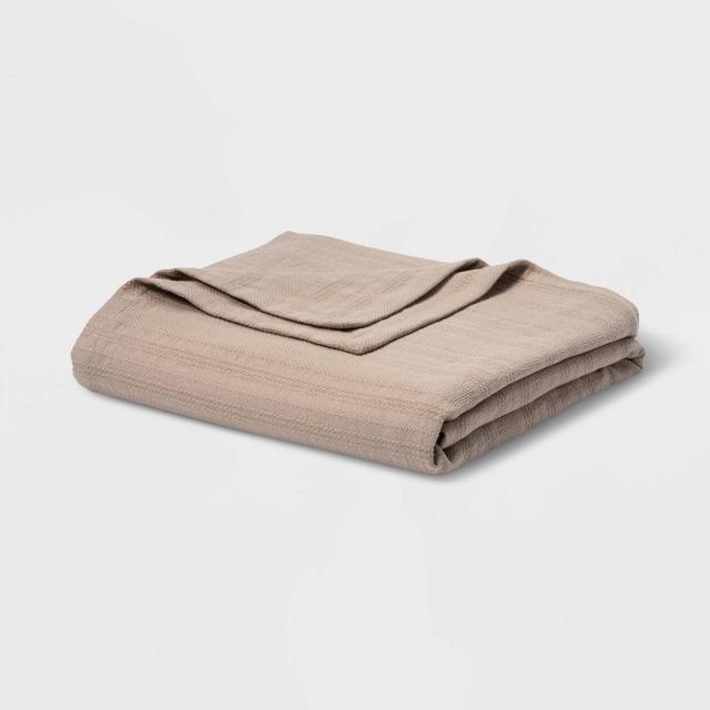 Full/Queen Textured Stripe 100% Cotton Bed Blanket Natural - Threshold™