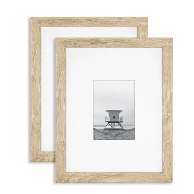 Master & Co. 11"x14" Matted to 5"x7" Echo Point Picture Frames Natural Woodgrain