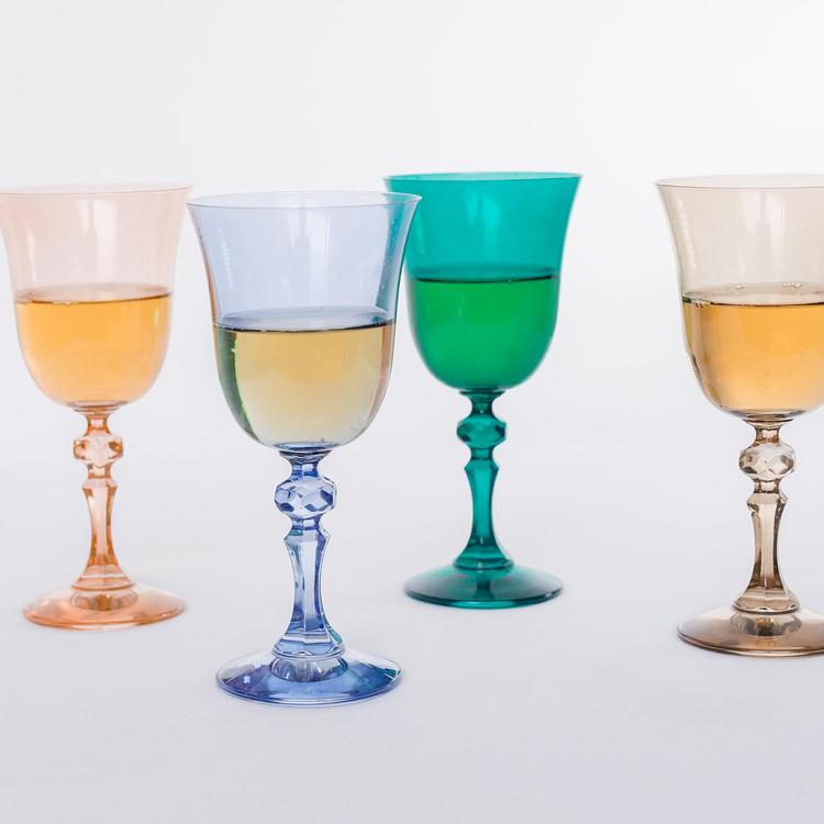 Estelle Colored Glass Hand-Blown Wine Glass 6-Piece Set - Fuchsia