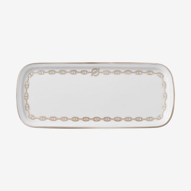 Hermes Chaine d'Ancre platinum rectangular cake platter