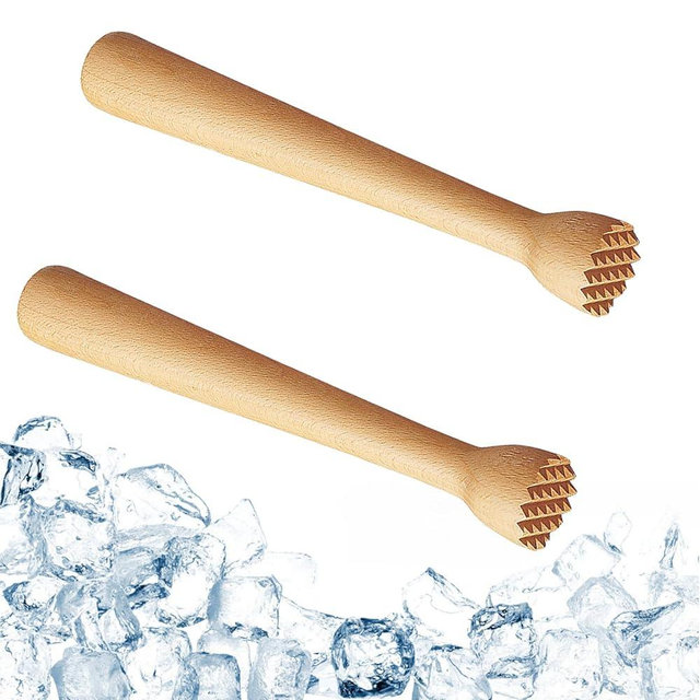 POFUIERKN Wooden Cocktail Muddler, 2 Pack, 10 Inch, Beech Wood, Essential Home Bar Tool