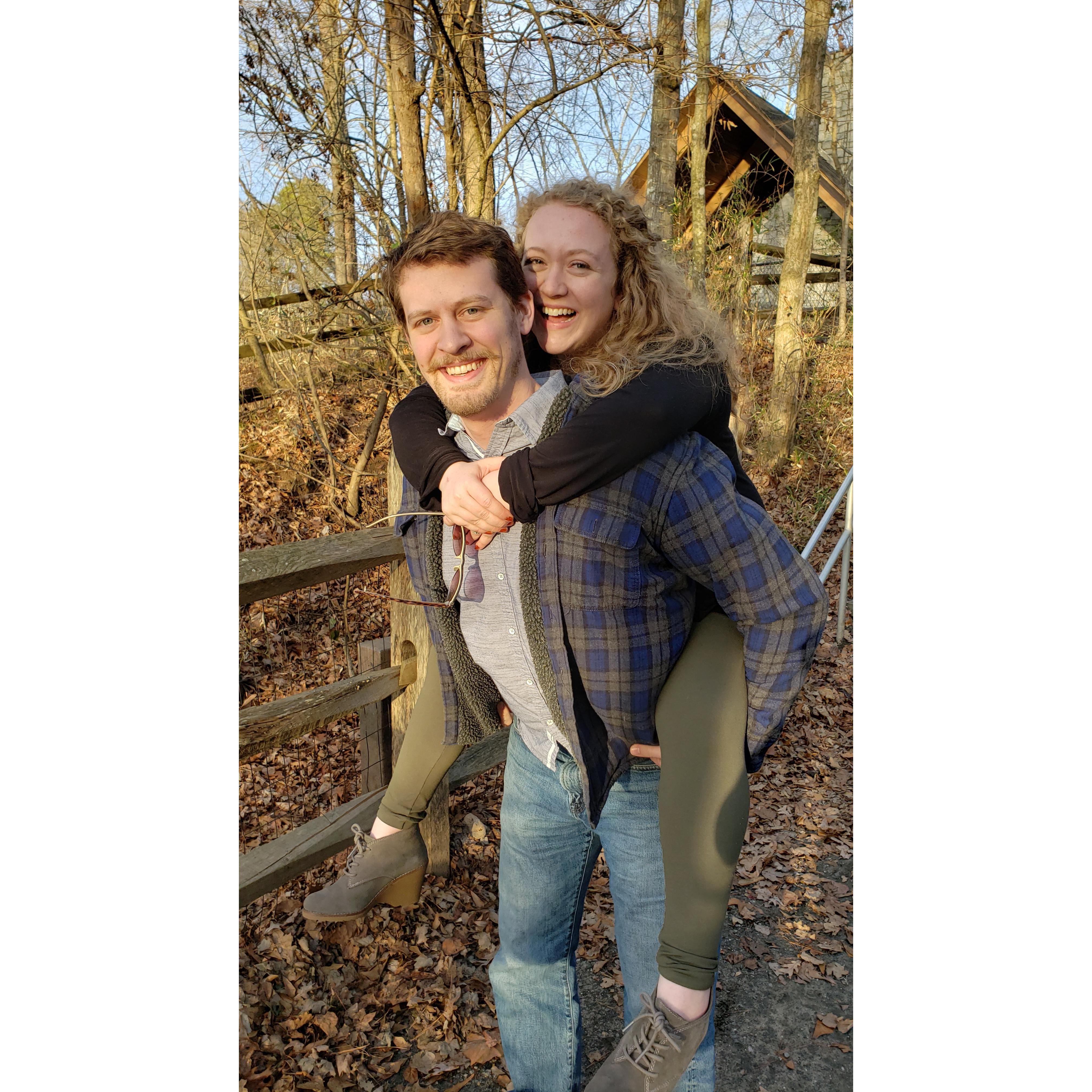 Giggles and piggyback rides on our first Christmas together.