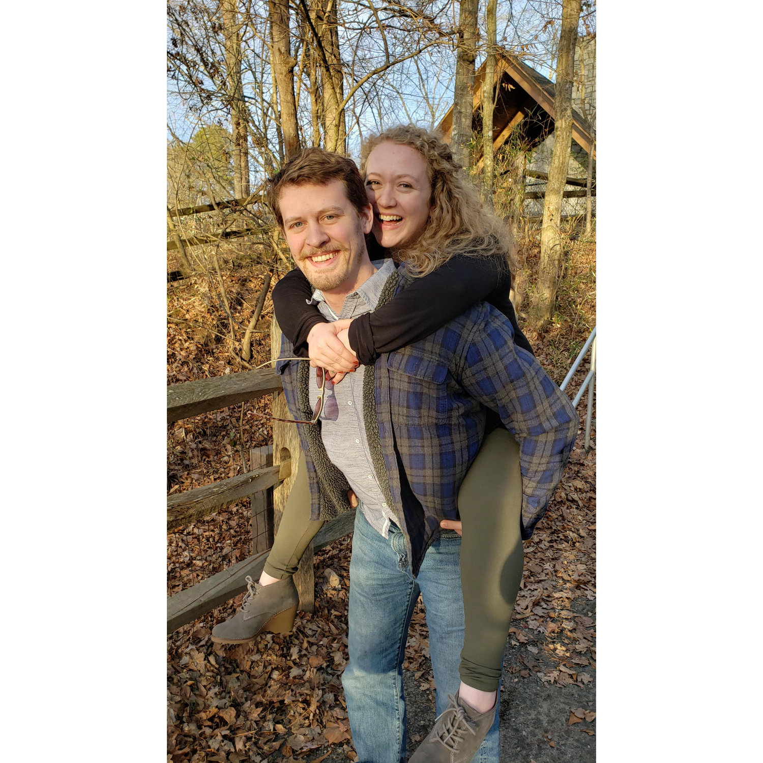 Giggles and piggyback rides on our first Christmas together.