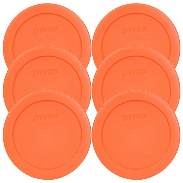 Pyrex Orange 2 Cup Round Storage Cover #7200-PC for Glass Bowls (6 Pack)