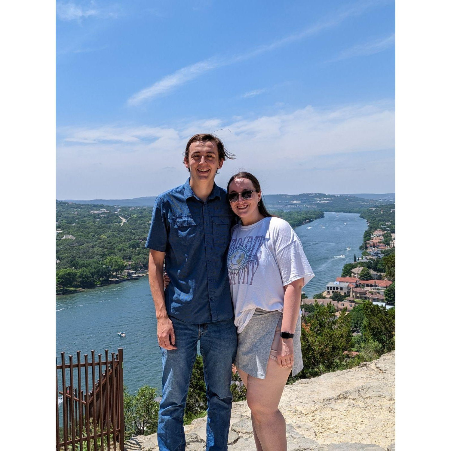Hiking a "mountain" on our many day dates.