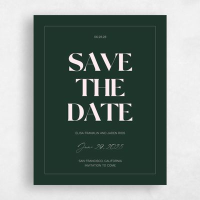Dark Forest, Green Wedding Save the Date - Carlisle Classic
