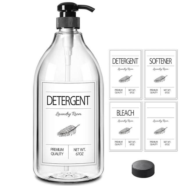 GMISUN Laundry Detergent Dispenser, 1 Pack Liquid Laundry Soap Dispenser, 67oz Storage Container for Farmhouse Laundry Room Decor, Liquid Bottle Organizer for Detergent/Softener/Bleach