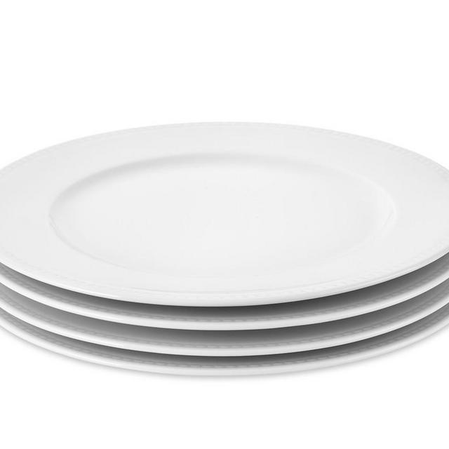 Apilco Beaded Hemstitch Porcelain Dinner Plates, Set of 4
